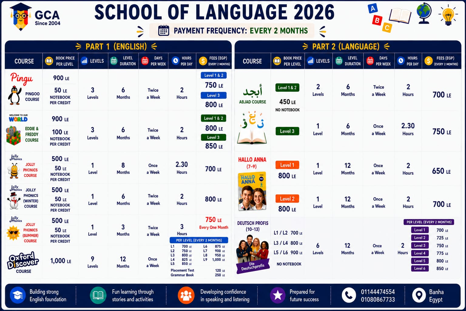 School of Language 2026 fees
